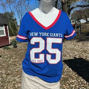 New York Giants NFL Team Apparel‎ Women's Medium V-Neck Jersey Tee #25 1925 Blue